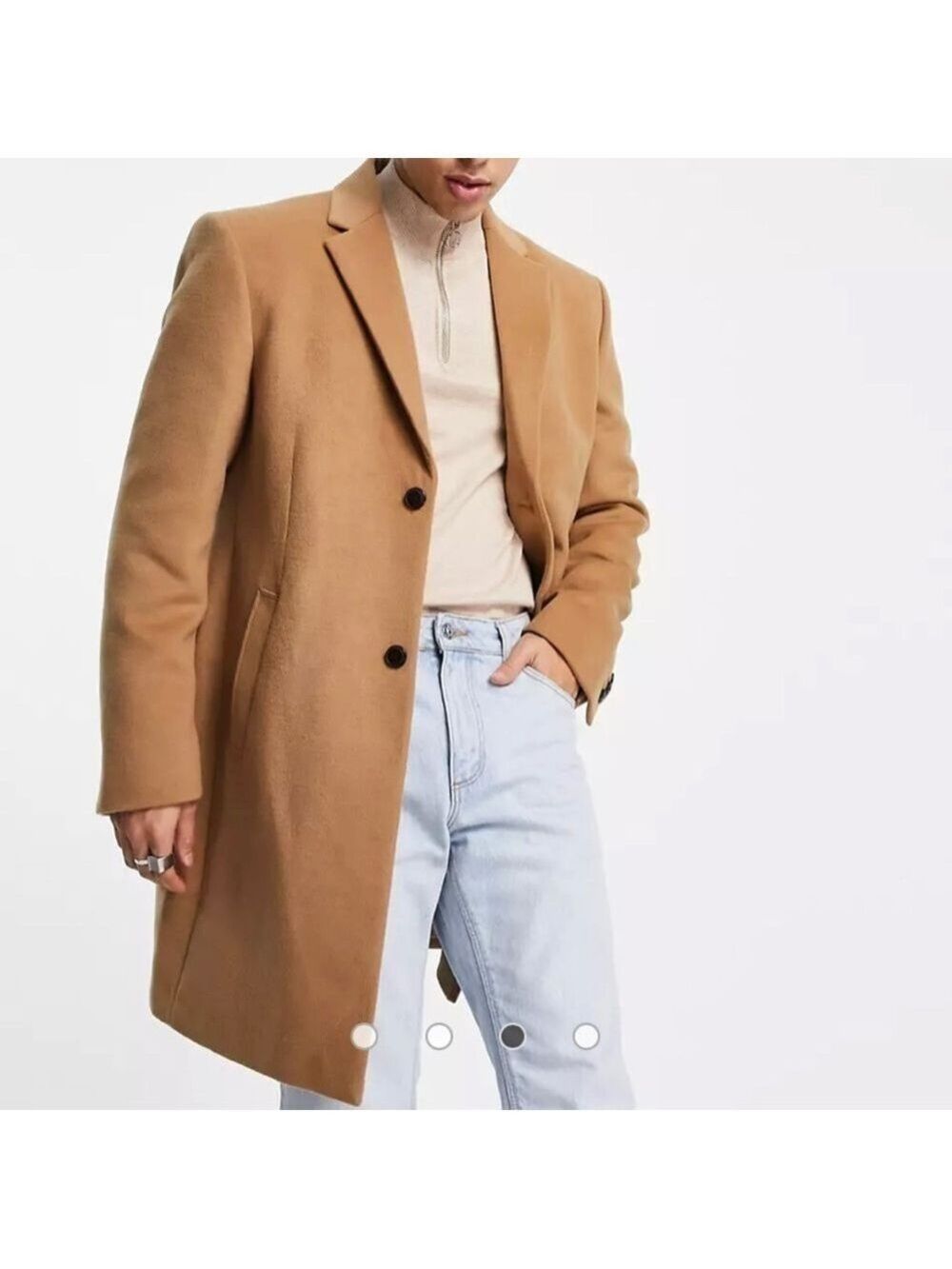 Topman Wool Blend Long Button Down Jacket